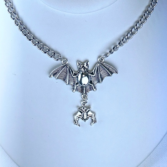 Handmade Adult Halloween Day of Dead Goth Festival Wicca Bat Mom Baby Necklace - Picture 1 of 5